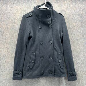 The North Face Jacket Womens XS Black Peacoat Double Breasted Fleece Coat